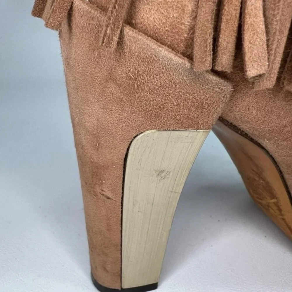 B BRIAN ATWOOD Made‎ in Italy 🇮🇹 Suede Booties Fringe Details Size 8.5 - Picture 9 of 16
